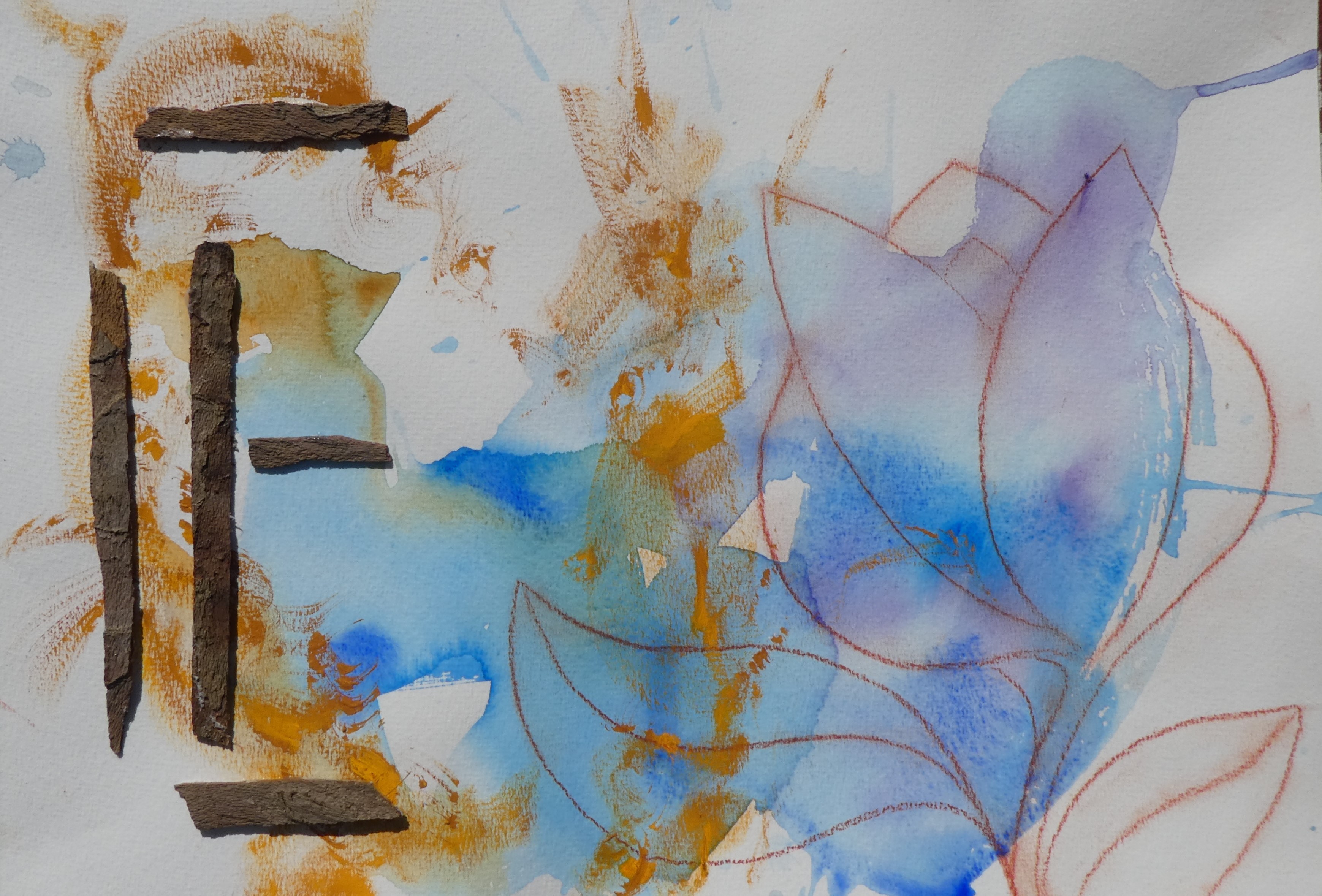 Bark, painting and tulip drawing II